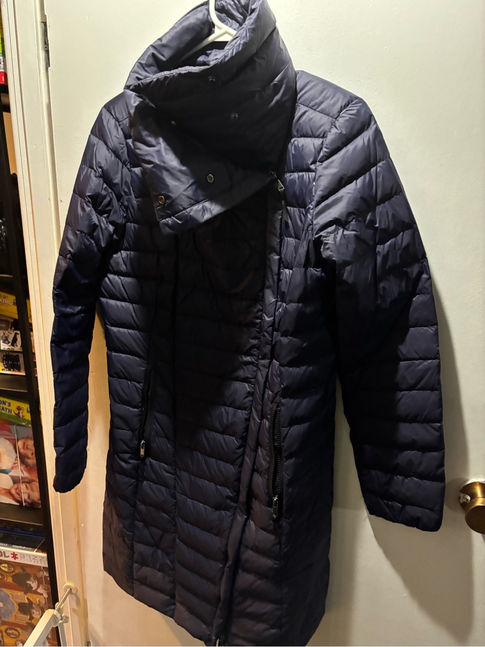 Simons Purple Quilted Long Puffer Coat